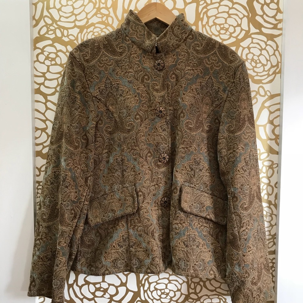 Flashback Tapestry Jacket Blue Brown Paisley Print - image 1